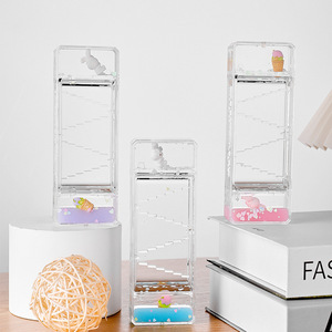 Ornement de sablier liquide de dessin animé moderne Remplissage de goutte d'huile acrylique transparent Cadeau créatif pour le soulagement du stress - Product Image 1