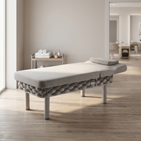 Table de massage pour spa facial, revêtement en tissu, hauteur réglable avec rangement pour salon de beauté, spa, salle de physiothérapie