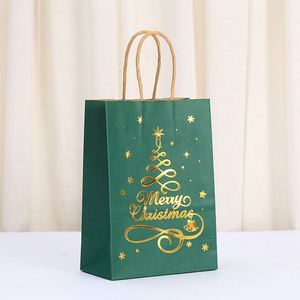 Luxury Eco-friendly Classic Kraft Paper Gift <b>Bag</b> with Custom Digital Printing and Hot Stamping for Christmas Party Packaging - Product Image 4