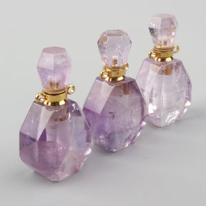 Bouteille de <span class=keywords><strong>parfum</strong></span> en cristal d'améthyste naturelle de haute qualité Huile essentielle Artisanat de guérison Élégant haut de gamme - Product Image 2