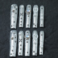 Faux Ongles Faits Main en Gros, Ongles Acryliques de Luxe 3D Couverture Complète, Longs Formes Cercueil, French Manucure Papillon, Faux Ongles de Haute Qualité