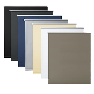 Persianas Enrollables Manuales de Poliéster con Bloqueo Total de Luz, Fácil de Usar, Tela de Filtrado de Luz, Color Negro Horizontal - Product Image 1