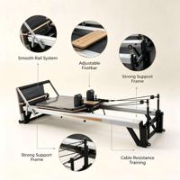 Lit de Pilates Reformer en aluminium, écologique, durable, facile à installer, idéal pour le yoga, le fitness et l'entraînement corporel au Pilates
