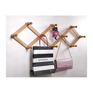 Perchero <span class=keywords><strong>de</strong></span> Pared Extensible <span class=keywords><strong>de</strong></span> <span class=keywords><strong>Madera</strong></span> Rústica Personalizado, Estilo Acordeón, <span class=keywords><strong>de</strong></span> un Solo Nivel, con 10 Clavijas, para Colgar Abrigos o Café - Product Image 4