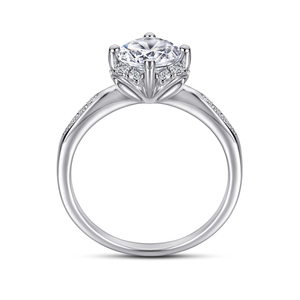 Bán Buôn Bốn Cánh Hoa Bạc CZ Wedding Engagement Rings Thời Trang Bling Với Rhodium Mạ Cho Các Bên - Product Image 3