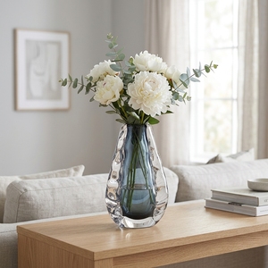Jarrón de cristal contemporáneo, decoración artística escultural para mesa, diseño de vidrio azul para el hogar, regalo y decoración de mesa. - Product Image 6