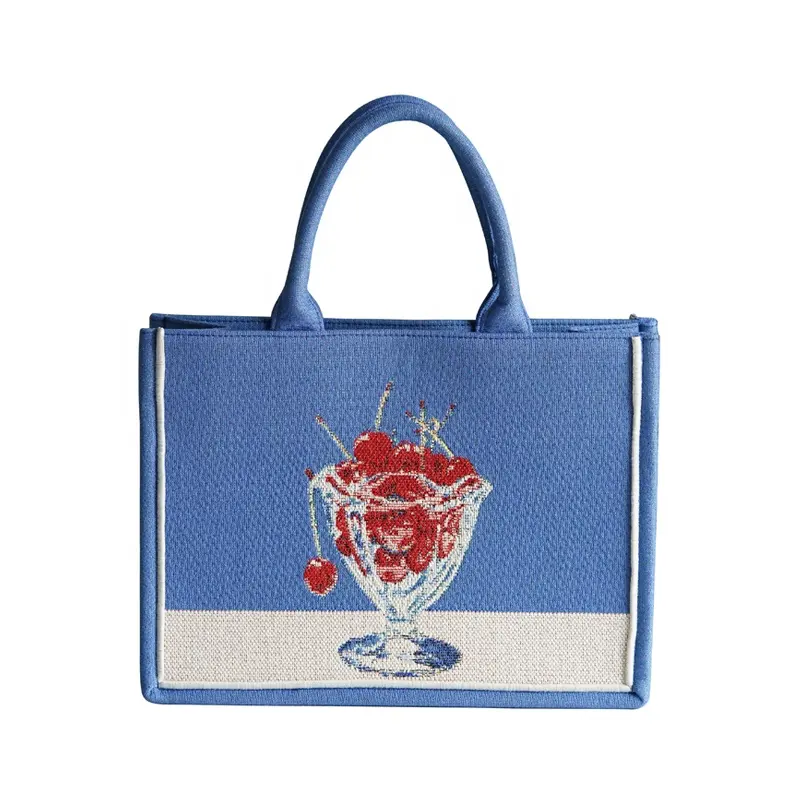 Borsa a mano Mini borsa a mano personalizzata da donna in stile lady Fashion Woven Tapestry book tote bag
