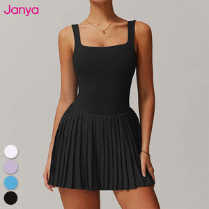 جانيا جديدة للنساء عالية الجودة عارية-بدلة رياضة الجولف في الهواء الطلق قطعة واحدة مع شورت جيب فستان تنس بطيات - Product Image 1