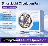 Nouveau ventilateur de circulation de bureau à pales de turbine, rechargeable, silencieux et portable pour dortoir, chambre, camping, voyage