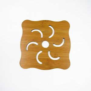 Bamboo Heat Insulating Mat Square Irregular Shape Non Slip <b>Pot</b> Bowl Coaster For Home Use - Product Image 1