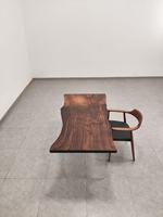 Ensemble de table à manger en bois massif moderne en noyer de Californie avec plateau en résine époxy cristalline pour la maison ou le bureau, prix d'usine