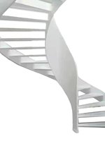 Escalier en arc rotatif en fer forgé avec rampe en verre et structure en acier pour usage intérieur