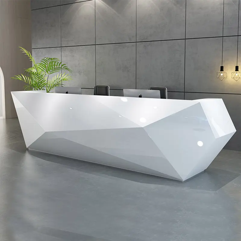 Bureau de réception led blanc pour salon de beauté, design moderne, surface solide, pour 2 personnes, livraison gratuite