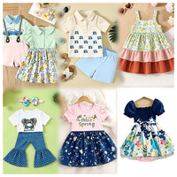 Set Pakaian Musim Panas Bayi Perempuan Lucu, Modis Berkualitas Tinggi, Atasan Lengan Pendek Bermotif Kartun, Rok, Celana Pendek, Dikirim Acak