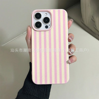 Coque de téléphone antichoc à rayures verticales style streetwear tendance pour iPhone 17 Pro Max, 16 Pro Max, 15, 14 – Vente en gros pour filles