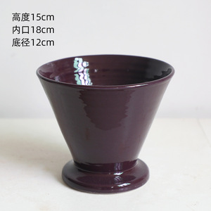 Pots de fleurs en céramique violet foncé brillant, pots à orchidées, pots en céramique violet aubergine à large ouverture pour la décoration intérieure et la verdure - Product Image 2