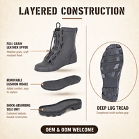 Bottes tactiques imperméables KMS, vente en gros OEM, inserts en acier pour les orteils, antidérapantes, en caoutchouc, pour activités de plein air, bottes tactiques noires