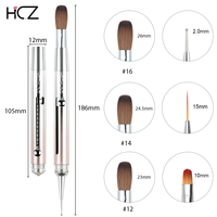 Outils de nail art de luxe à double extrémité avec manche en métal anti-acétone, conception brevetée Hechunzi, 100% poils de Kolinsky, pinceau à ongles en acrylique