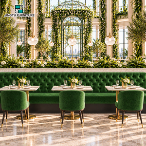 Juego <span class=keywords><strong>de</strong></span> Sillas <span class=keywords><strong>de</strong></span> <span class=keywords><strong>Restaurante</strong></span> con Asiento Tapizado en Terciopelo Verde con Botones en Forma <span class=keywords><strong>de</strong></span> Diamante, Mesa Cuadrada, Personalizable, OEM, Venta al Por Mayor, Fábrica en China - Product Image 2