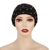 Nouveau doux couleur unie musulman dames Hijab femmes indonésie musulman casquette bandeau perles Bandana bandeau cheveux accessoires Turban chapeau