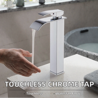 Mitigeur de salle de bain cascade sans contact en chrome doré, eau chaude et froide, design moderne, robinet de lavabo monotrou en céramique
