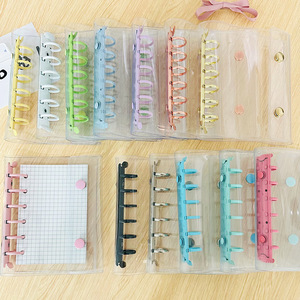 A7 Transparent Style Coréen Double Fournitures Scolaires et de Bureau Album Photo PVC 2 Boutons 6 Trous Mignon Mini Reliure à Anneaux - Product Image 6