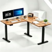 Cadre de bureau électrique ergonomique haute performance à 3 segments en forme de L, réglable en hauteur, pour bureau d'angle à domicile ou assemblage de bureau.
