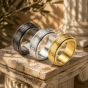 Anillo Giratorio con Diseño <span class=keywords><strong>Griego</strong></span>, Estilo Antiguo, Vintage, Retro, para Parejas, Unisex, Joyería para Bodas, Directo de Fábrica JLM - Product Image 6