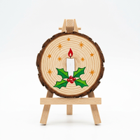 Kerajinan Irisan Kayu Bulat Alami Bertema Liburan, Hiasan Irisan Kayu Belum Selesai, Ornamen Dekoratif, Liontin untuk Dekorasi Hadiah Natal