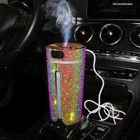Purificateur d'air de voiture, humidificateur orné de diamants, diffuseur d'aromathérapie alimenté par USB, porte-gobelet, éclairage d'ambiance, barre d'oxygène