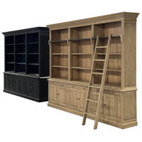 P1808 Bibliothèque en bois massif de chêne, style rustique français, meuble de bureau à domicile, grande étagère de rangement en bois