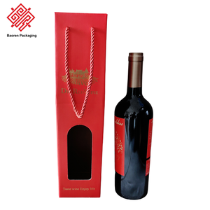 Boîte de transport pour vin haut de gamme Baoren, capacité pour une bouteille, fenêtre transparente, qualité supérieure avec corde de transport - Product Image 1