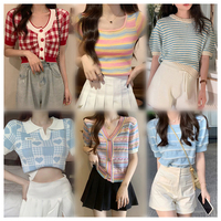 2025 printemps décontracté mélange vêtements balles Jersey T-shirt tricoté, Stock Lots mode Style T-shirt tricot hauts tricotés