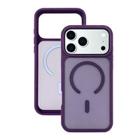 Coque de téléphone durable et résistante aux chocs en PC+TPU avec fente de chargement circulaire intégrée et protection de bord surélevée pour iPhone 17