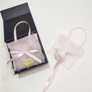 Bolsa de Regalo de Organza Rosa con Lazo, para Joyería, con Logotipo Personalizado Fuchen OP, Transparente, para Almacenamiento, Venta al Por Mayor - Product Image 5