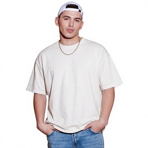 T-shirt homme oversize streetwear en coton épais, coupe décontractée, logo personnalisé, effet délavé, vente en gros usine OEM - Product Image 1