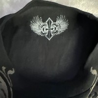 T-shirt à manches courtes en coton épais 300 g/m² pour homme, style Y2K gothique, avec motif ailes d'ange et croix, coupe oversize, noir, streetwear
