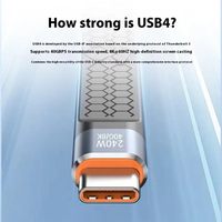 Cordon porte-clés USB4, câble de charge ultra-rapide 240W, transfert de données haute vitesse 40 Gbps, double Type-C compatible Thunderbolt 4