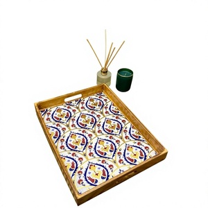 Bandeja de Servir de Madera Ecológica Artis Raw con Acabado de Cerámica y Asas, Bandeja de Servir Esmaltada de Grado Doméstico UO - Product Image 1