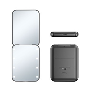 Handheld Ultra-thin Double-sided <b>LED</b> <b>Makeup</b> <b>Mirror</b> with Toggle Switch 8 <b>LED</b> Lights 2X Magnification Folding Design - Product Image 4