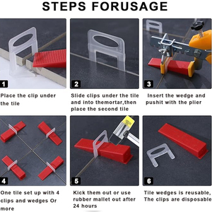 100pcs tường/sàn gạch leveler miếng đệm gạch san lấp mặt bằng hệ thống với nêm và clip gạch phụ kiện để điều chỉnh - Product Image 5