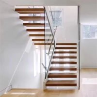 Kit d'escalier flottant en bois préfabriqué moderne à poutre simple en forme de U, escalier droit durable pour appartements