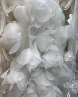 Tissu en organza blanc transparent à fleurs 3D fait main, maille florale stéréo pour robe de mariée, robe de soirée longue
