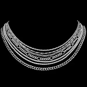 SC Fine Jewelry kalung tipis perak murni 925 tali rantai klip kertas Cross Figaro ular perak murni rantai kalung