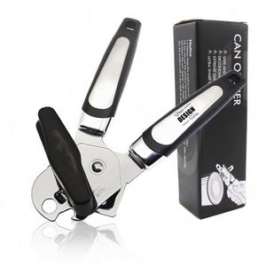 Custom Black Can Opener with Soft Grip Handle, Durable Kitchen Tool for Smooth Opening, Ideal Promotional <b>Gift</b> - Product Image 1