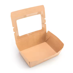 Embalaje de alimentos de papel desechable Bio to <span class=keywords><strong>Go</strong></span> Caja de comida Contenedor Papel Kraft <span class=keywords><strong>Pasta</strong></span> Sushi Caja de embalaje con ventana - Product Image 4