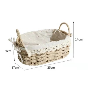 Tùy chỉnh thương hiệu máy tính để bàn hình chữ nhật tay dệt giấy dây lưu trữ giỏ bán chạy nhất phong cách mới giỏ với xử lý - Product Image 5