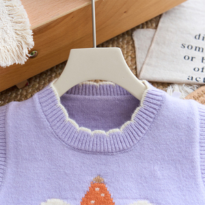 Chapeau haut de forme mignon et exquis motif ours filles gilet filles gilets gilets avec bord roulé - Product Image 4