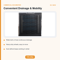 Nouveau déshumidificateur mobile commercial haute efficacité 158L/D, type chariot portable, pour entrepôt industriel et sous-sol, sécheur d'air anti-humidité
