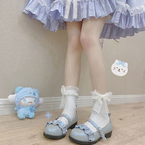 Lolita Lace Trim Mid Calf <b>Socks</b> 120D Thin Breathable Solid Color Women's Summer Spring Autumn <b>Socks</b> - Product Image 2